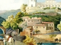 Aquarelle du château et des moulins